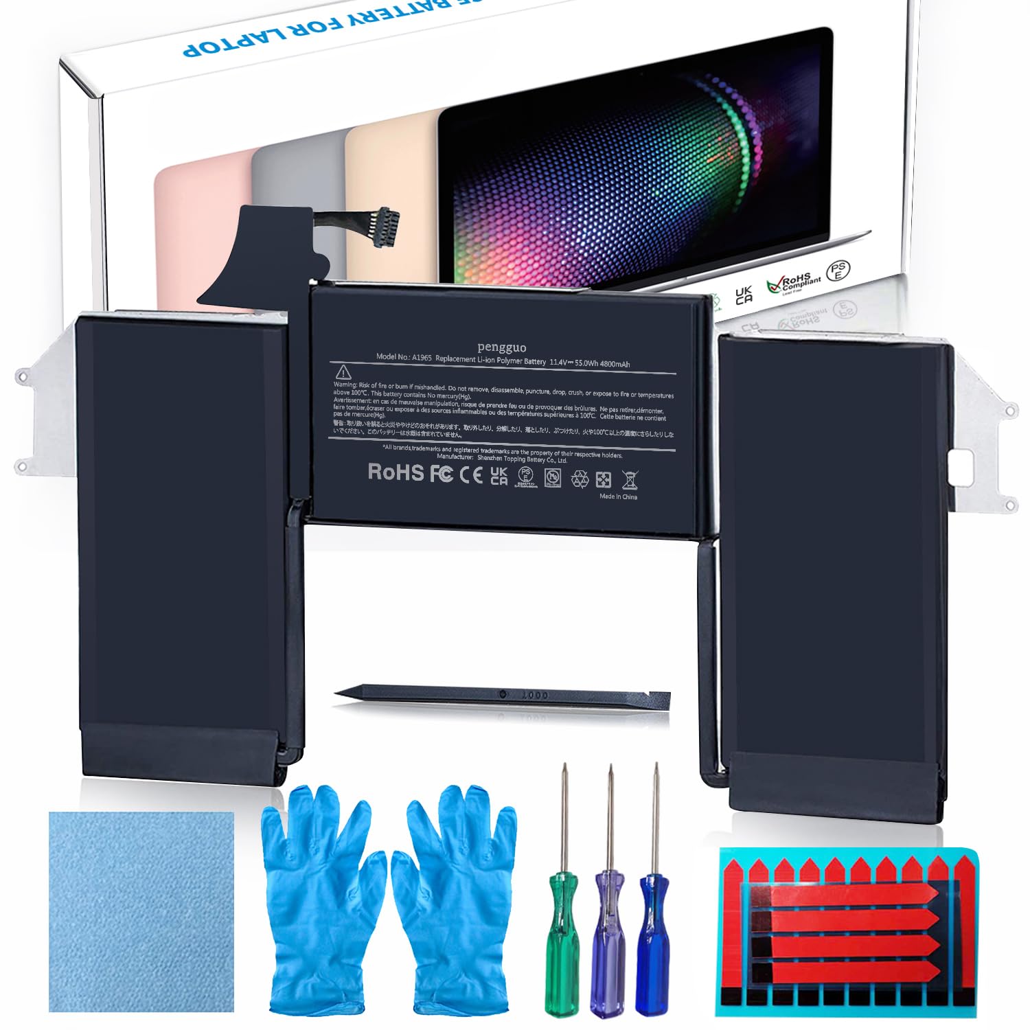 pengguo Battery for MacBook Air 13 Inch A1932 (2018-2019), Laptop Battery for MacBook Air 13 Inch A2179 (2020), Replacement Battery Model A1965 4379mAh (Upgraded 6.2 Versions)