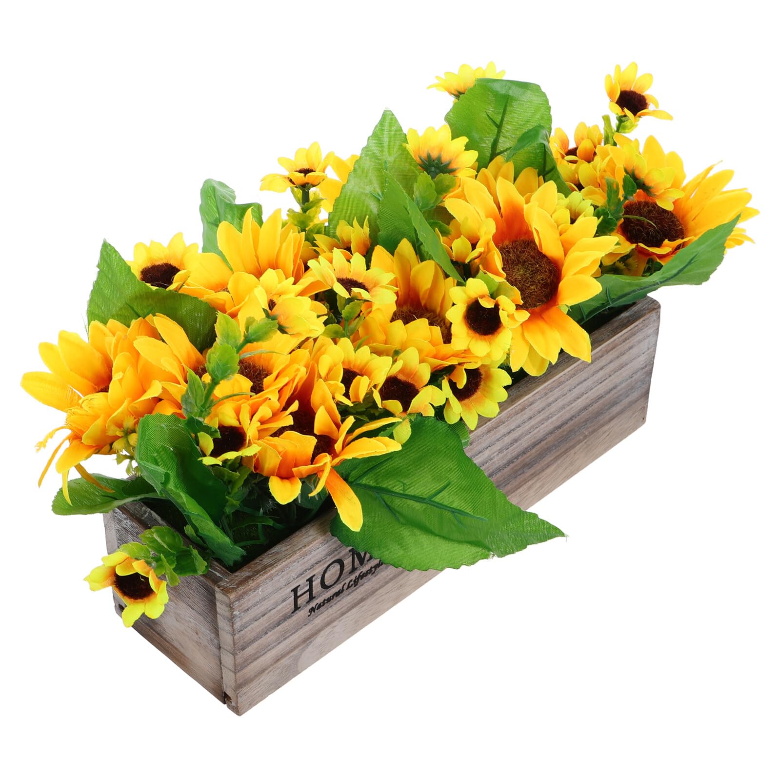 Tournesol artificiel sans entretien pot bois pour table sans soleil