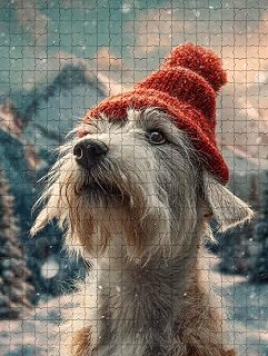 Challenging and Cozy, Curious Jigsaw Game Featuring Wire-haired Terrier in Snowy Mountains 500 Piece Puzzle for Adults and Pet admirers Wall Decor and Family Fun Gift