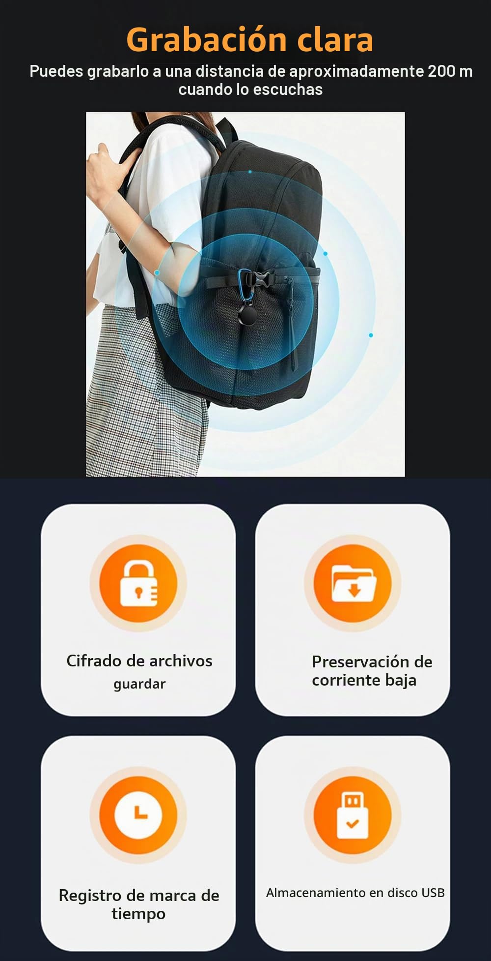 Mini llavero grabador de voz digital de 32 GB, activado por voz, 20 horas, grabación continua, cancelación de ruido, dictáfono de audio digital, MP3, conferencias, reuniones, clases, entrevistas