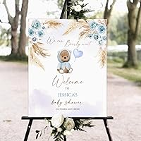 Vista 14 de Letrero de bienvenida personalizado para baby shower, tablero de bienvenida personalizado con oso de peluche para baby shower, decoración neutra