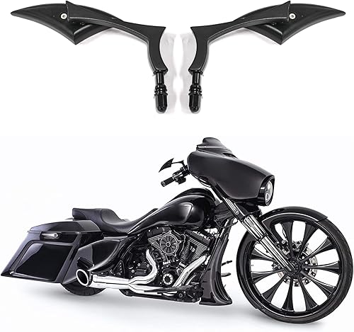 DREAMIZER Espejos laterales universales para motocicleta, color negro brillante, compatibles con Harley Street Bike Scooter Chopper Cruiser