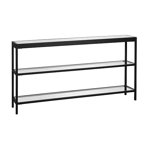 Henn&Hart 55" Wide Rectangular Console Table in Blackened Bronze, Entryway