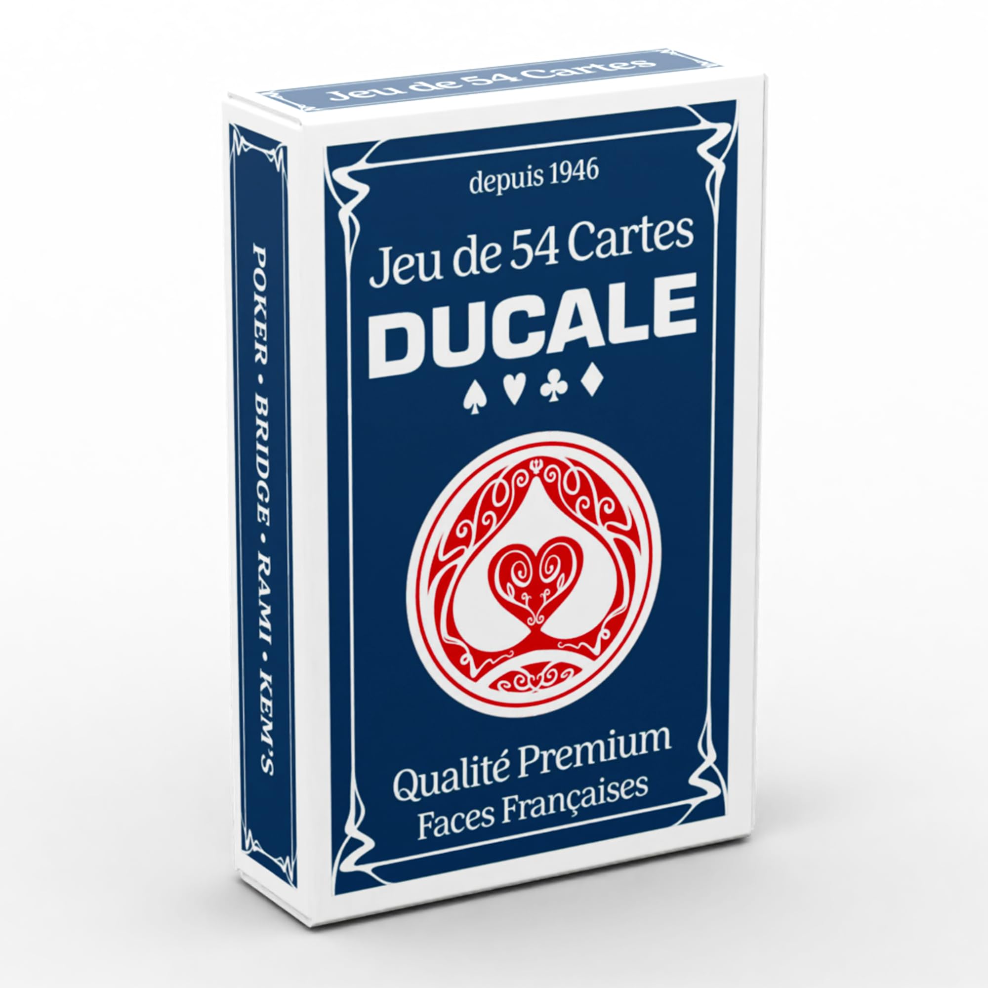 Ducale Origine - Jeu de 54 Cartes - Jeu de Poker, Président, Palmito, 8 Américain - Coloris aléatoire (Bleu ou Rouge)