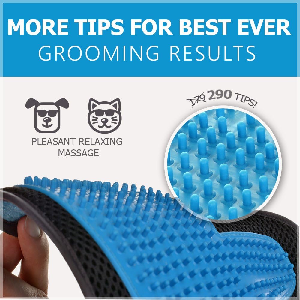 2-in-1 Pet Glove: Grooming Tool + Furniture Pet Hair Remover Mitt - for Cats & Dogs - Long & Short Fur - Gentle Deshedding Brush - Your Pet Will Love It : Pet Supplies
