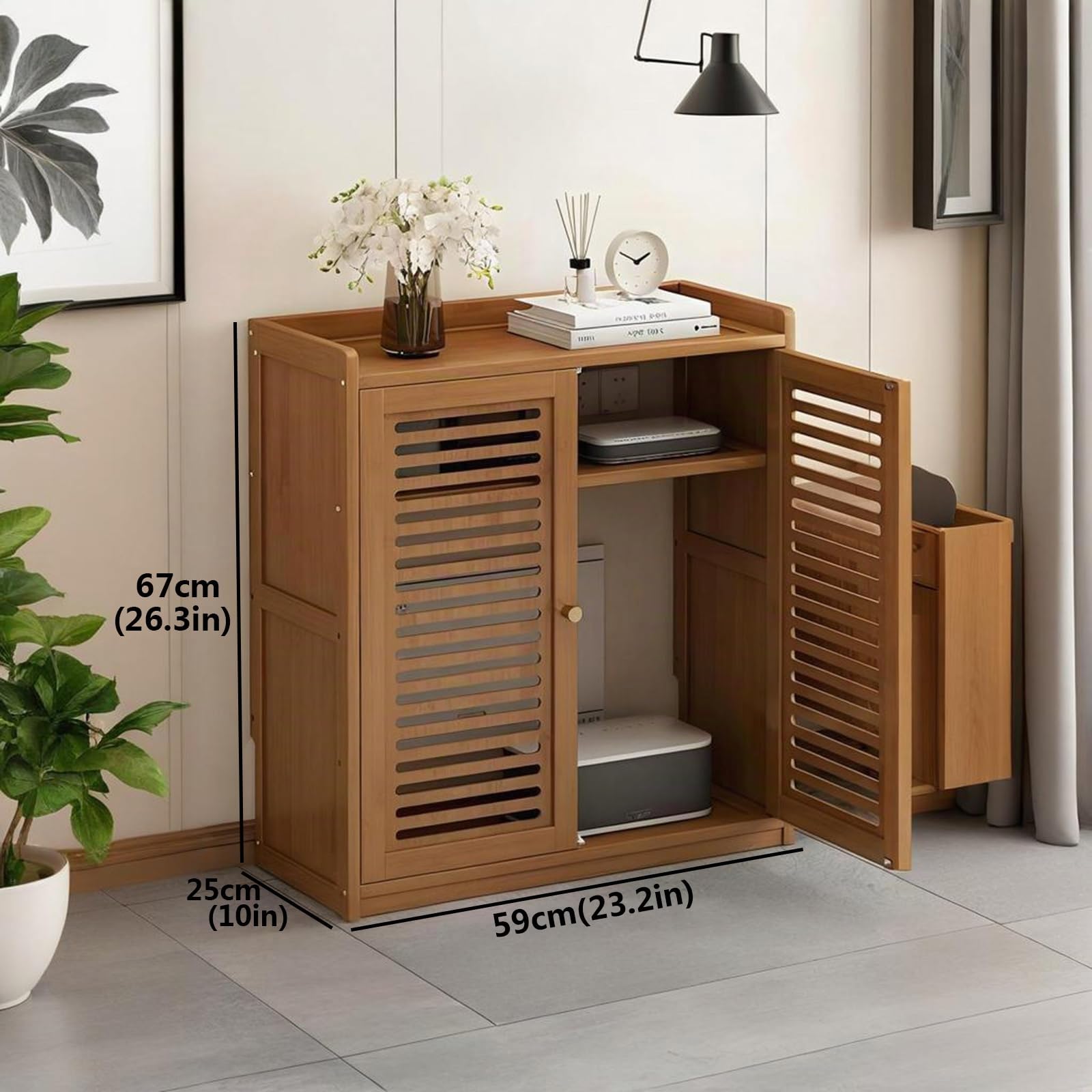 Scatola Router WiFi Scatola di Immagazzinaggio, Scatola Porta Router, Scaffale WiFi, Cavo Organizer Box, Immagazzinaggio Nascondi Cavi(Brown)
