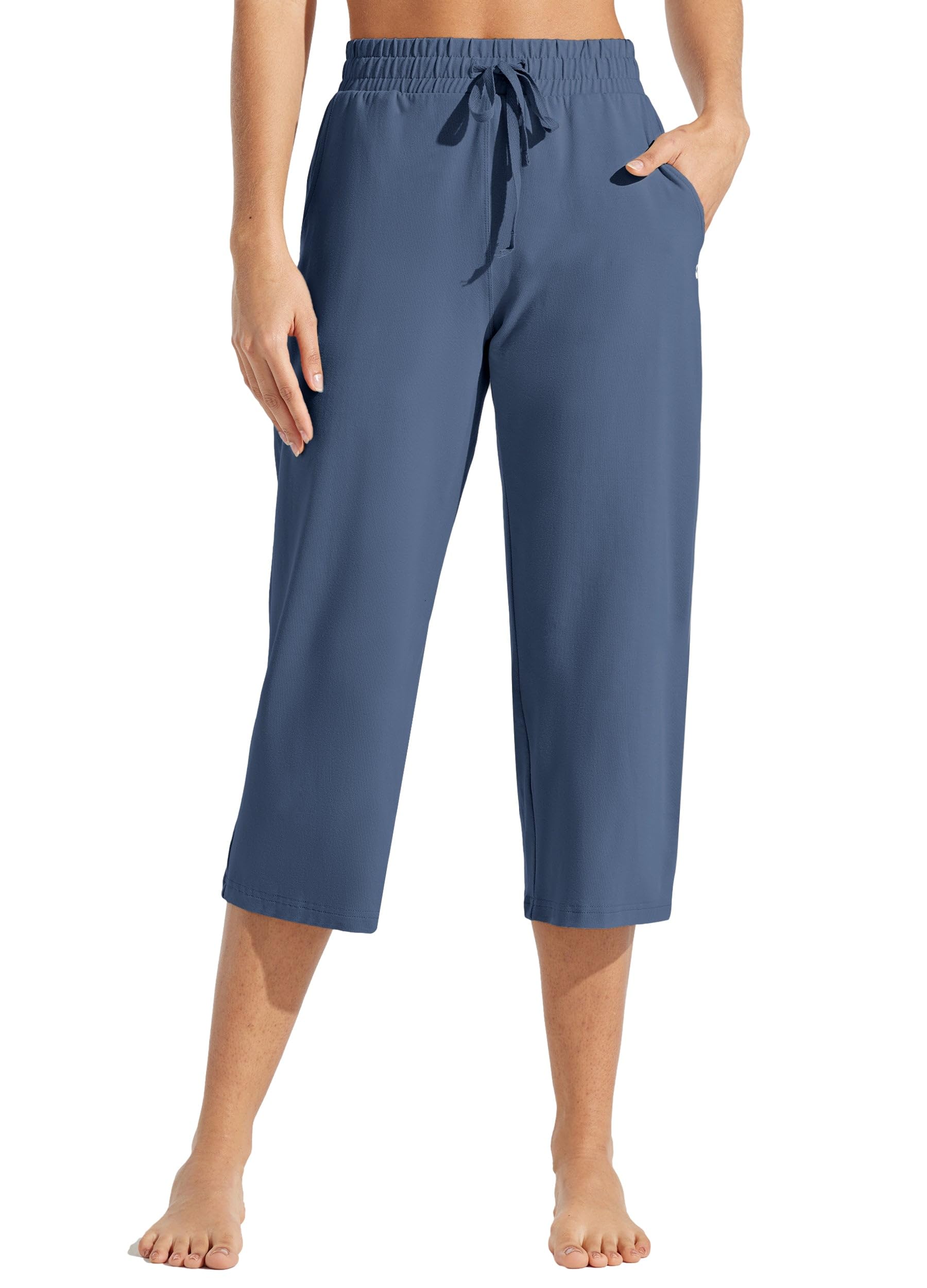 WILLIT Pantacourt en coton pour femme - Pantacourt décontracté - Pantalon de jogging avec poches - 50,8 cm