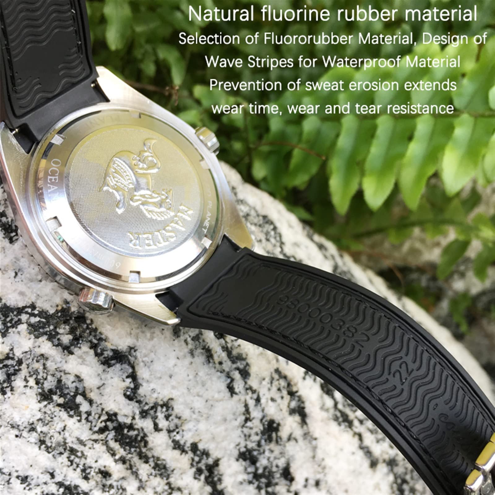 VELORE Correa de reloj de nailon de goma, 21mm, 22mm, 19mm, 20mm, para correa Omega Planet Ocean Seamaster 300, pulsera de goma