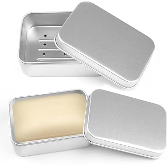 Soap Box Travel Pack of 2 Aluminum Soap Box with Draining Rack Soap Dish Waterproof Moisture-Resistant Rustproof for Storage of Home Travel Bath Soaps and Shaving Foam Power