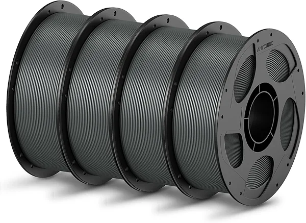 ANYCUBIC PLA Filament 1.75mm Bundle, 3D Printing PLA Filament 1.75mm Dimensional Accuracy +/- 0.02mm, 1KG Reusable Spool (2.2 lbs), 4KG Gray 4*1kg Pla Gray