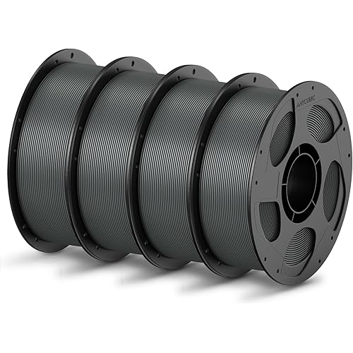 ANYCUBIC PLA Filament 1.75mm Bundle, 3D Printing PLA Filament 1.75mm Dimensional Accuracy +/- 0.02mm, 1KG Reusable Spool (2.2 lbs), 4KG Gray