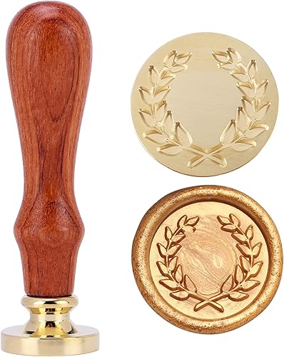 Yoption - Sello de cera con mango de madera vintage, cabeza de latón extraíble, sello clásico de cera, ideal para adornar sobres, invitaciones,