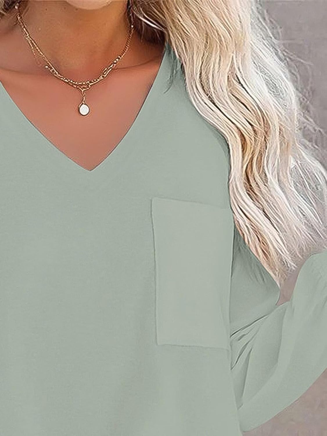 Flamingals Women's V Neck Long Gathered Sleeve Solid Business Work Tops Relaxed Fit Cute Shirts for Dressy Casual Wear - Image 2