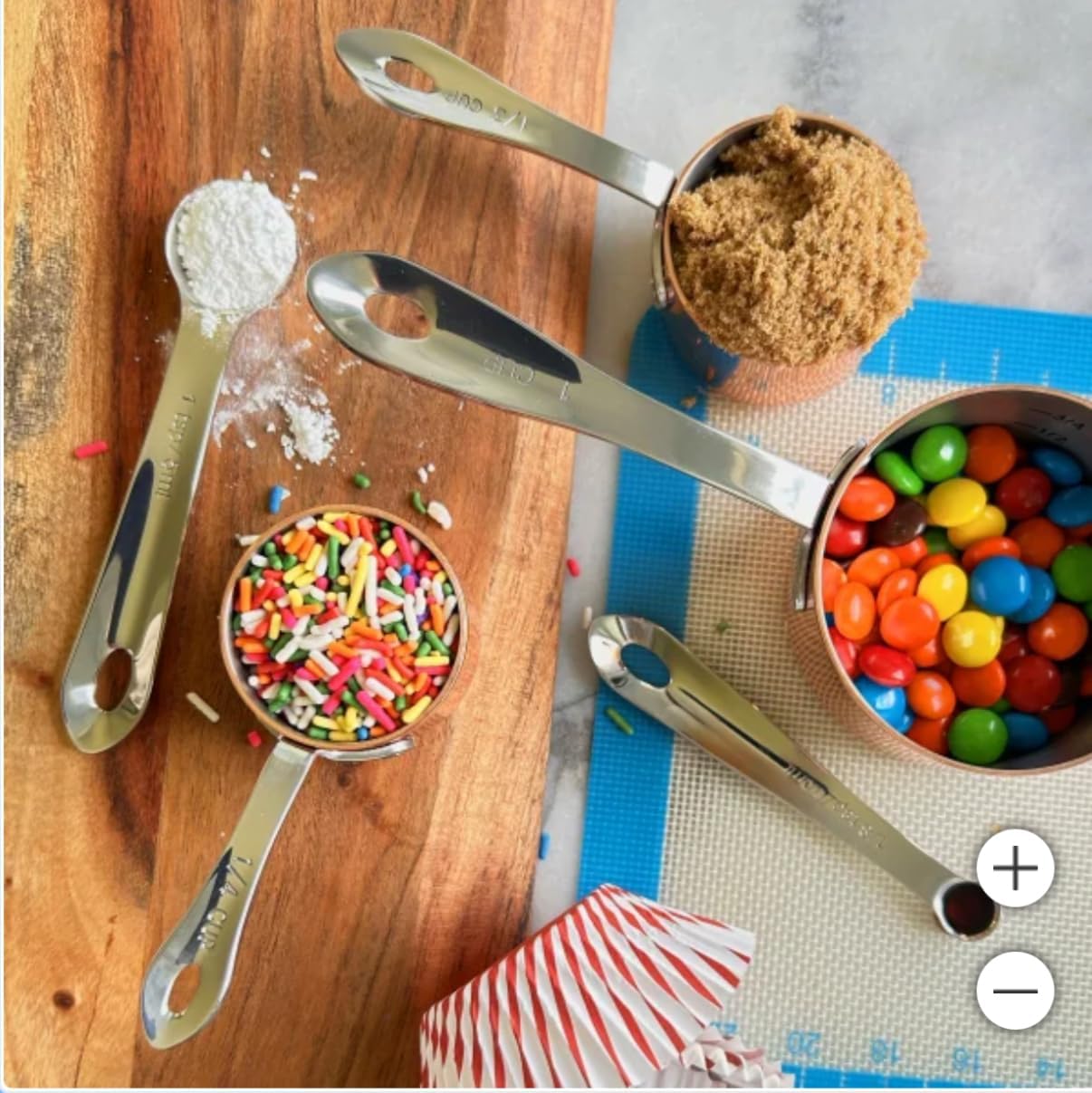 Set of 10 Copper and Stainless Steel Baking and Cooking Tools Set, Includes Pots, Pans, Measuring Cups, Spoons