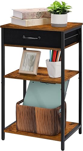 Miniatura 7 de Soporte para impresora, mesa de impresora de 3 niveles para oficina en casa con cajón de almacenamiento, organizador de escritorio industrial para