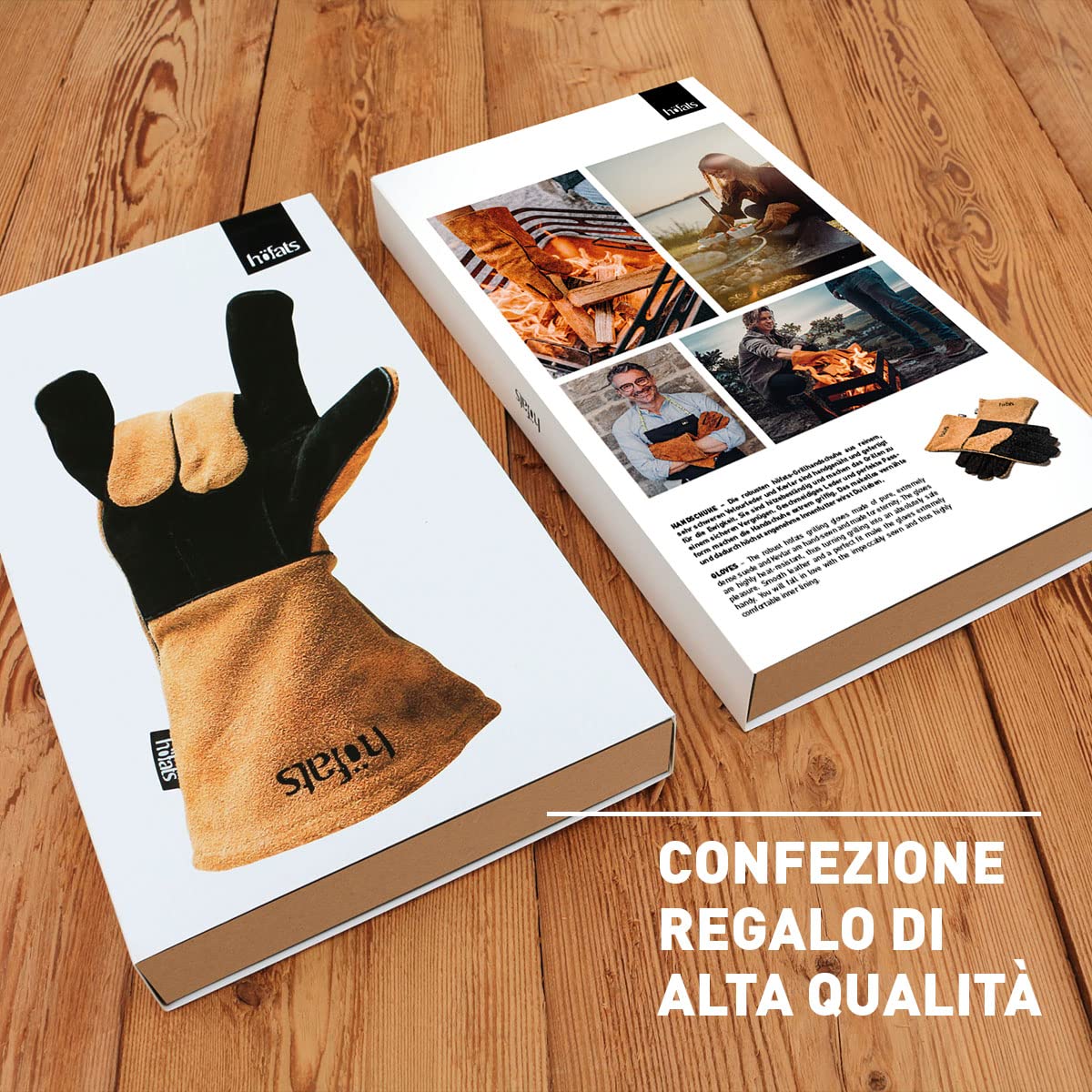 höfats - Guanti da Barbecue in Kevlar e Pelle - Resistenti al Calore - per arrostire, Come Guanto da Forno o Guanto da Forno.