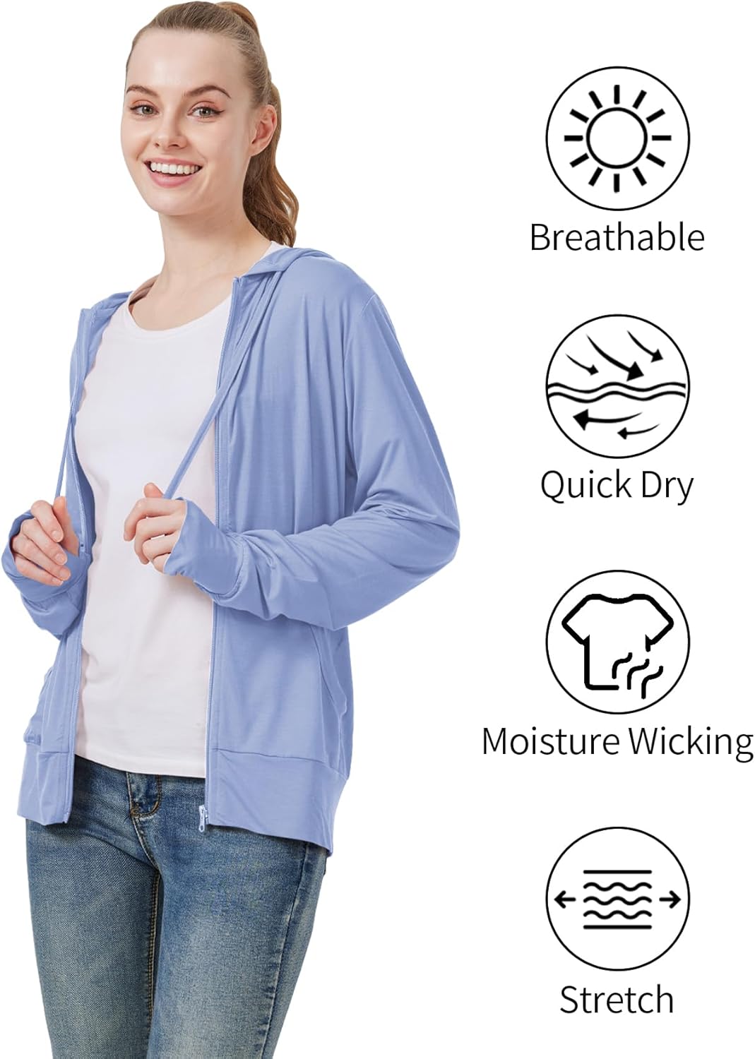 LETAOTAO Womens' Lightweight Zip Up Hoodies Stretch Thin Summer Jackets For Women - Image 4