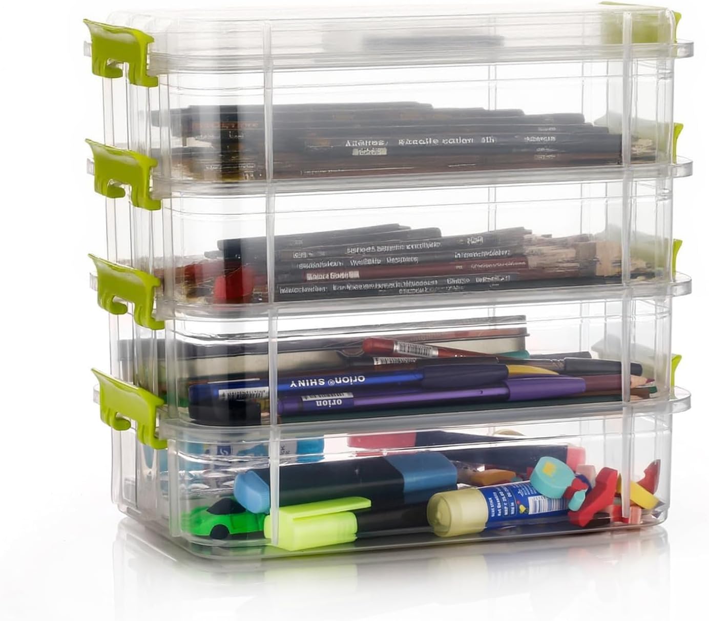 4-tier Multi-Compartment Craft Storage Organizer Box with Dividers - Perfect for Art, Beads, Sewing Supplies, and Jewelry Making - Plastic Container - Ideal Hobby Organizer (Green)