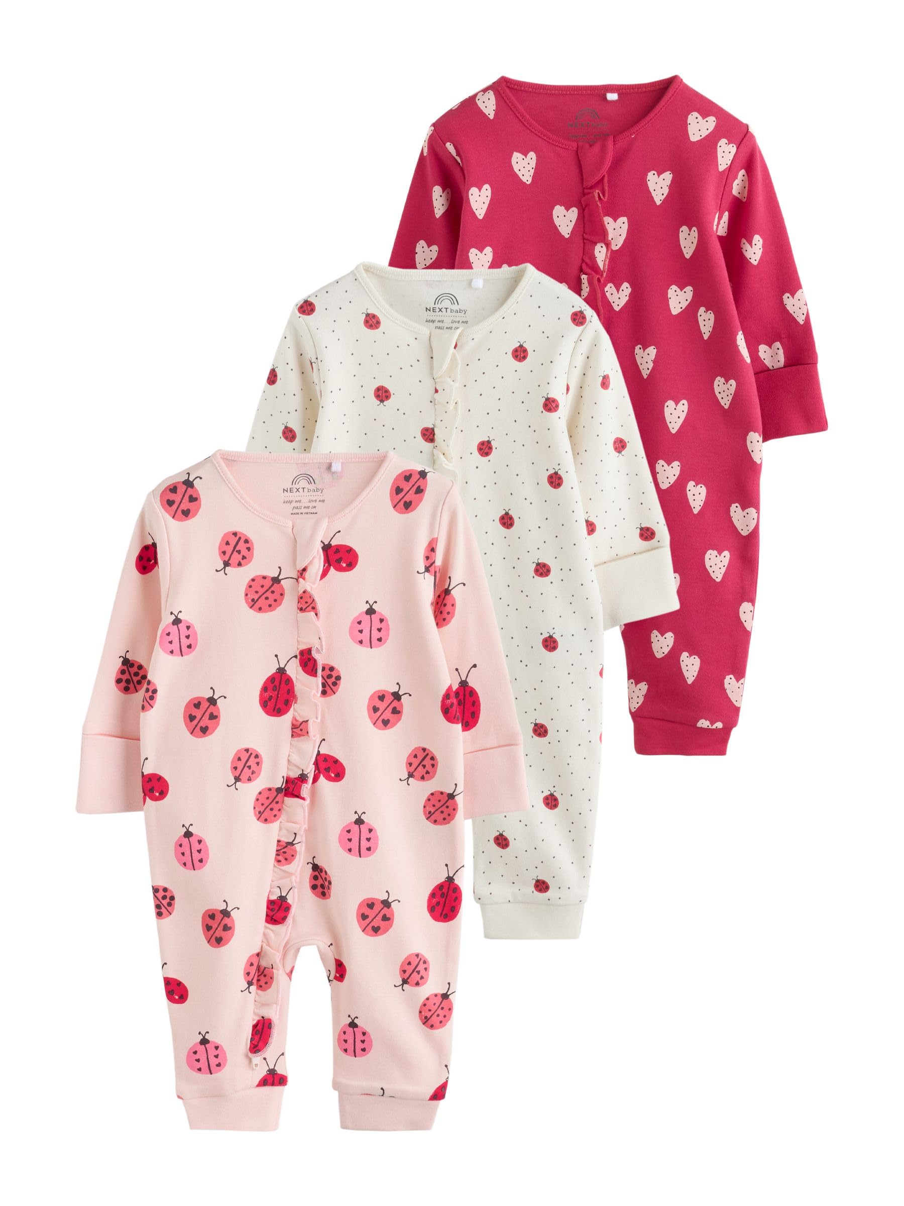 NEXT Bambina Confezione da 3 Tutine per Neonati con Zip bidirezionale