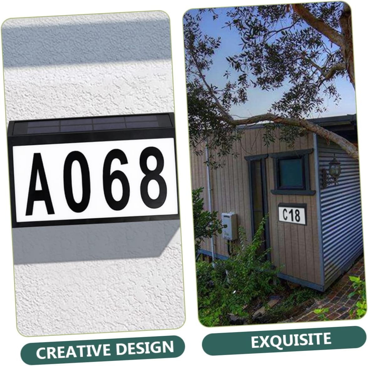 NUOBESTY Solar Address Sign Light Solar Lamp Wall Mount and Ground Stake Waterproof Outdoor Doorplate Light for Garden and Pathway Easy Installation