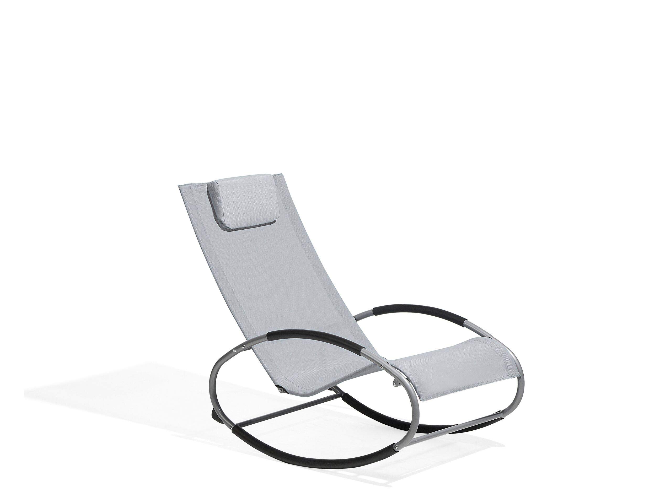 Beliani Modern Outdoor Rocking Sun Lounger Light Grey Fabric Campo