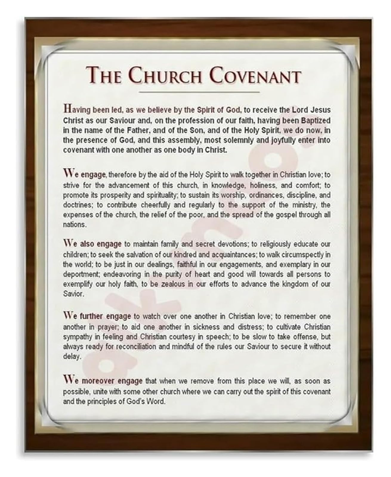 MQXFCZUX Church Covenant Religious Educational Poster for Sunday School and Inspirational Home Wall-Art Decor Unframed,16x24inch(40x60cm)