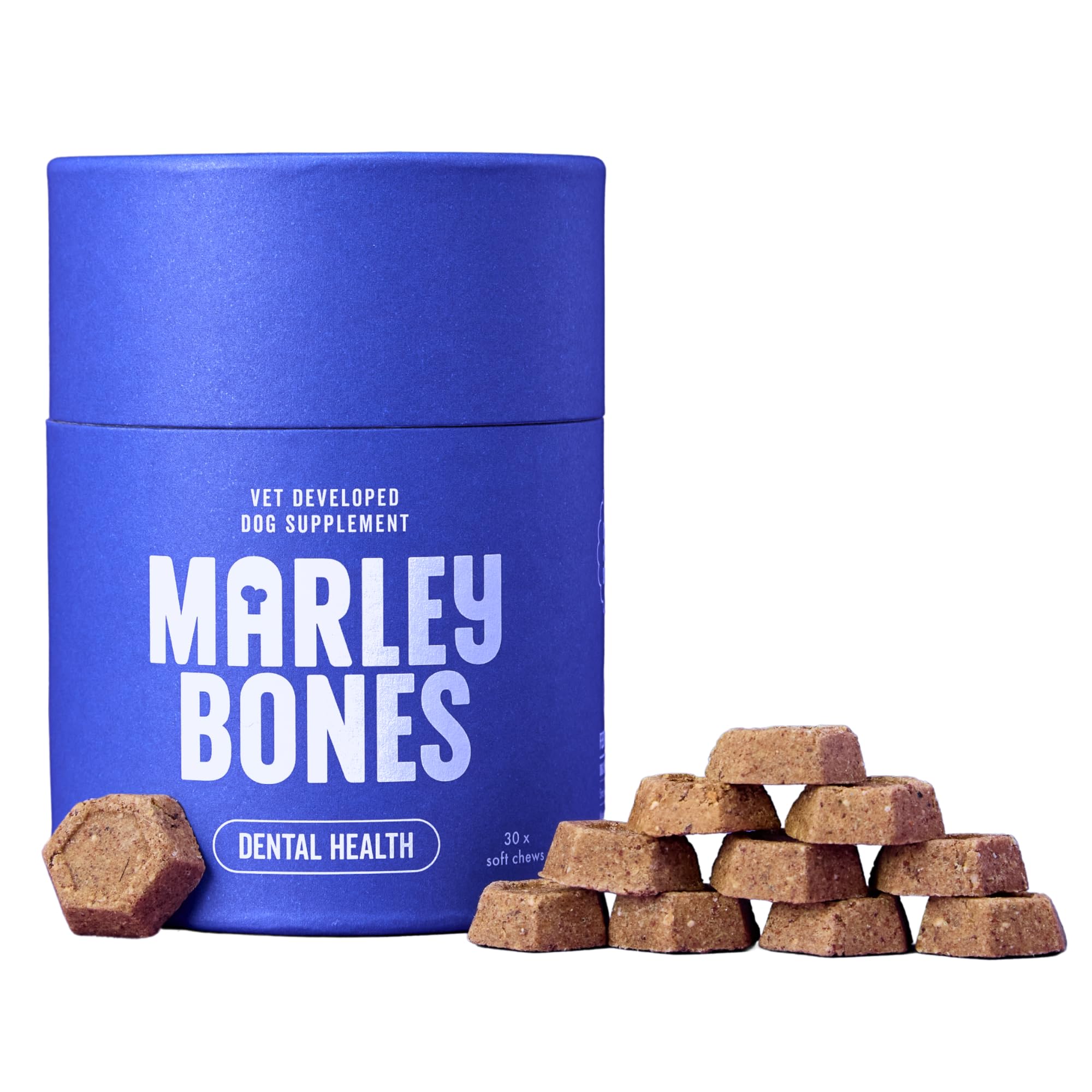 Marleybones Dog Dental Supplements 30 Chews | Vet Developed & Soft Baked | Plaque & Tartar Control | Natural Dog Treats Dental Chews for Dogs | Freshens Breath | Teeth Cleaning Products — image 1