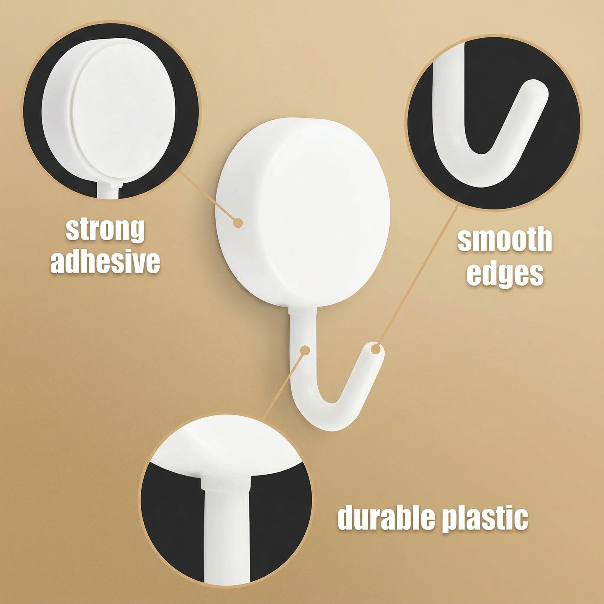 HAGNA 10 Pezzi Gancetti Adesivi, Appendini Adesivi, Piccoli Ganci Da Parete Bianco Senza Foratura O Chiodi, Per Appendere Bagno, Cucina, Soffitto, Parete, Porta, Accappatoi