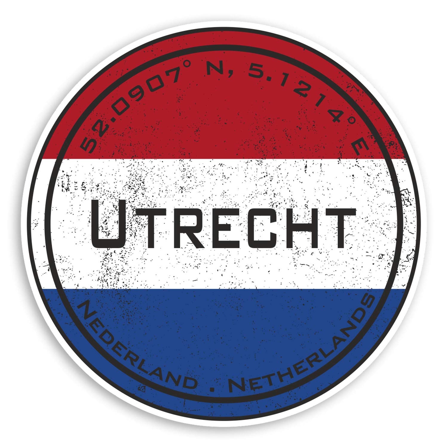Destination Vinyl Ltd Multi 2 X 10Cm Utrecht Netherlands Vinyl Stickers - Flag Fun Sticker Luggage #20329 (10Cm Wide)