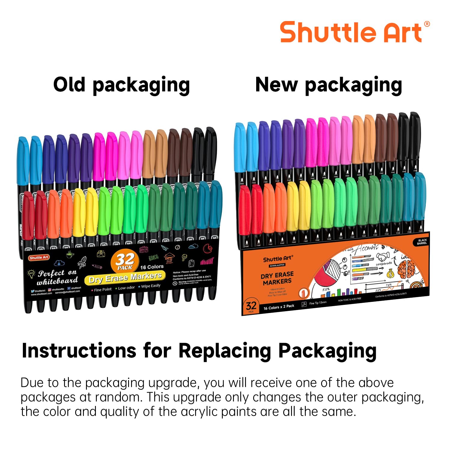 Shuttle Art 16 Colori Pennarelli Lavagna Bianca Cancellabile