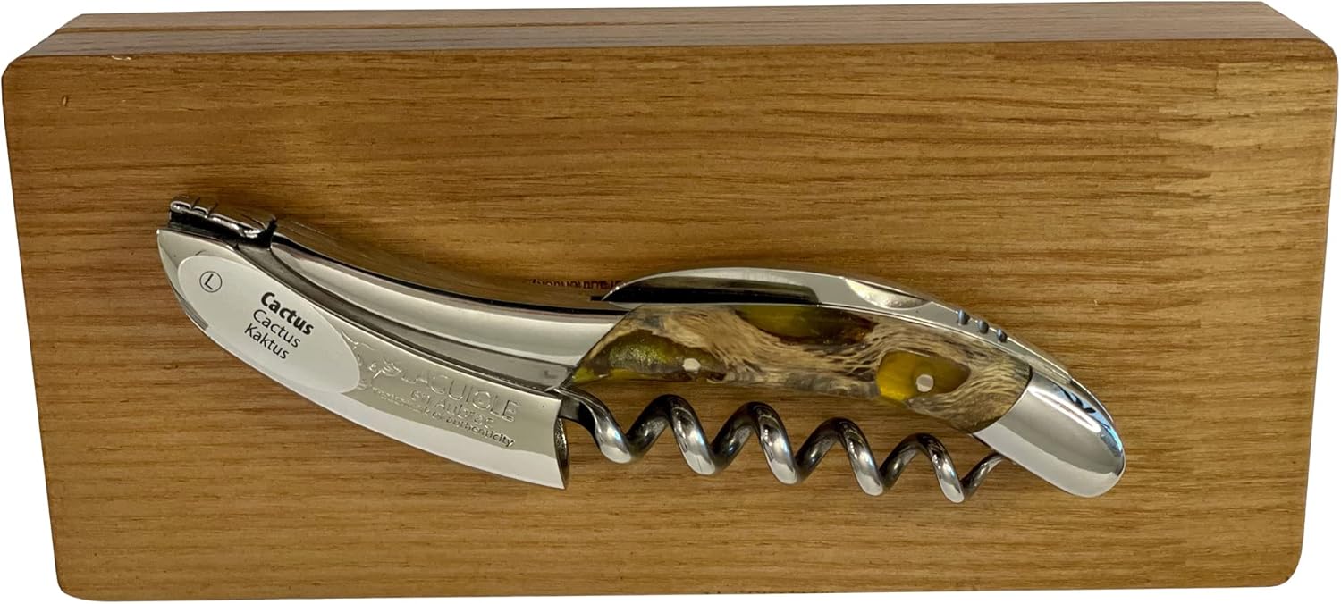 Laguiole En Aubrac Sommelier Waiter's Corkscrew, Cactus Amber Handle, Wine Opener With Foil Cutter & Bottle Opener