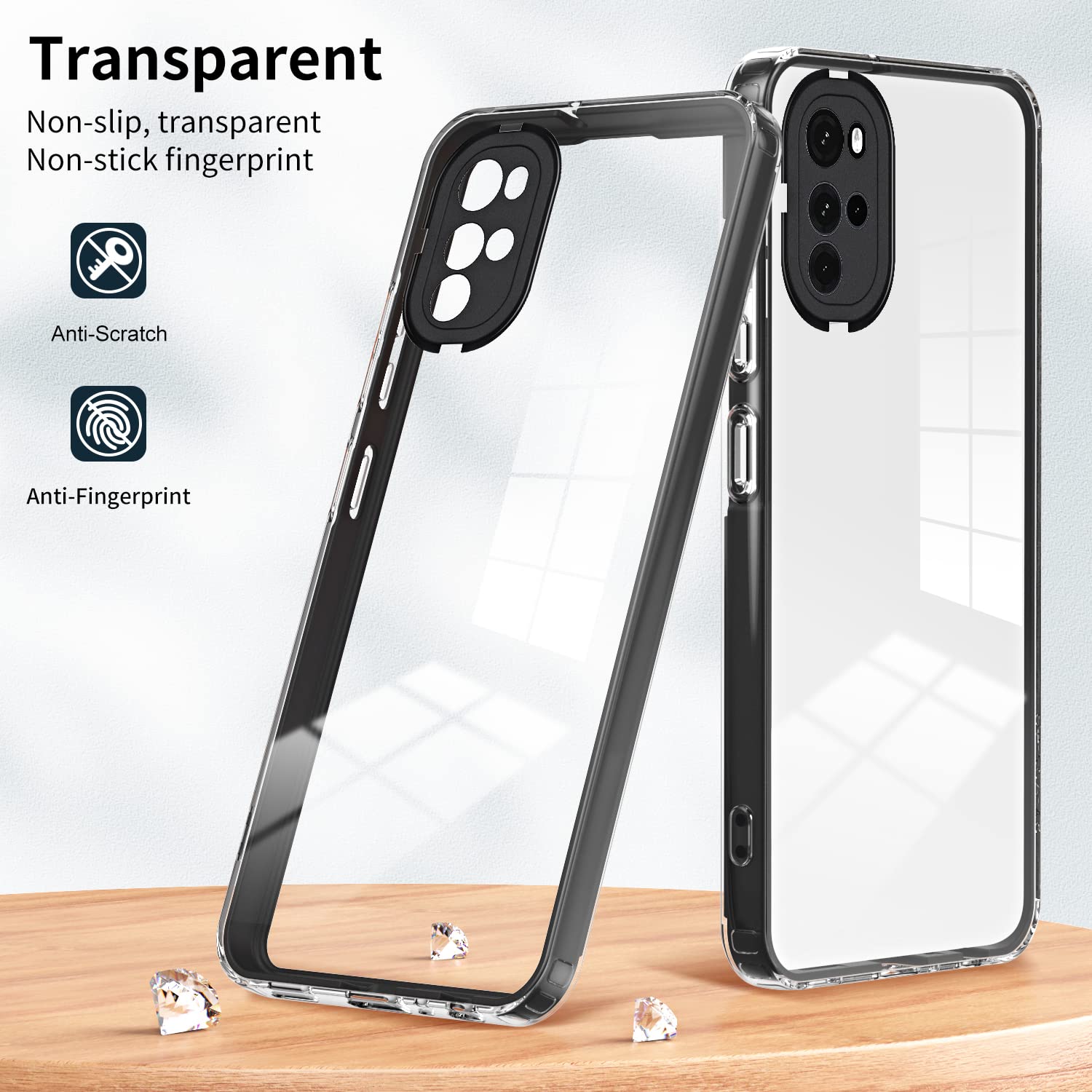 NEINEI Cover Per Motorola Moto G22 – Custodia Sottile TPU Con Finitura A Specchio – Antiurto E Antigraffio – Colore Nero