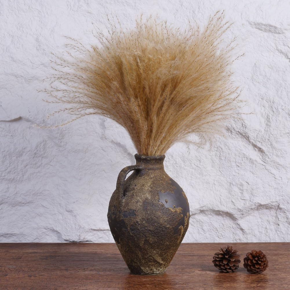 Wabi Sabi Decor Rustic Vase with Handle, Distressed Farmhouse Vase for Home Decor, Vintage Pottery Terracotta Vases for Home Decor, Living Room, Kitchen, Bedroom, Shelf, and Table Centerpiece - Image 7