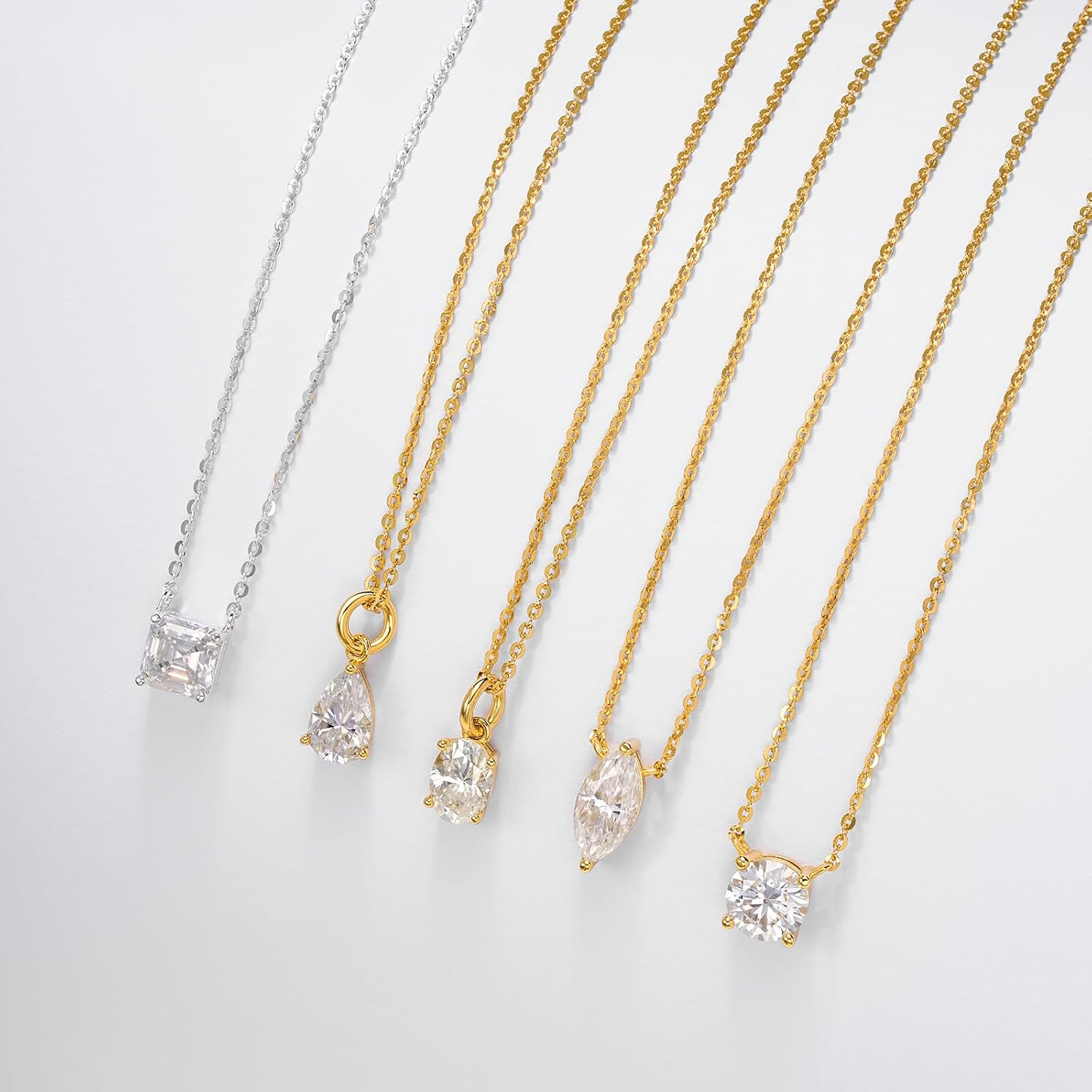 EPI 1CT Moissanite Necklace for Women,Oval/Round CutMoissanite Pendant, 14K White Gold Plated D Color Round Cut 925 Sterling Silver Necklace Chain Jewelry for Mom/Wife - Image 9