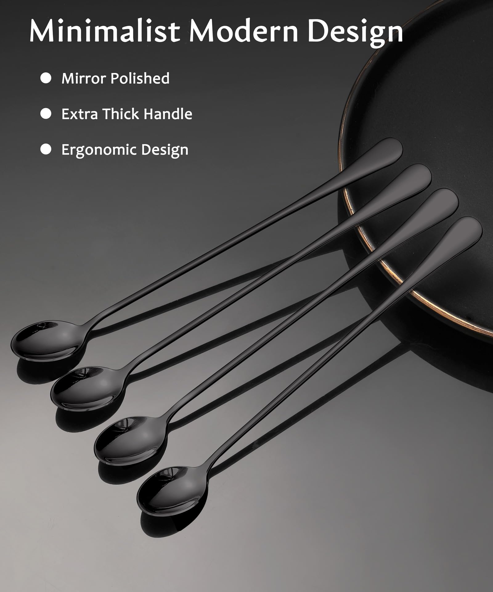 YFWOOD 9.1-Inch Long Handle Iced Tea Spoon, Ice Cream Spoon - View #10