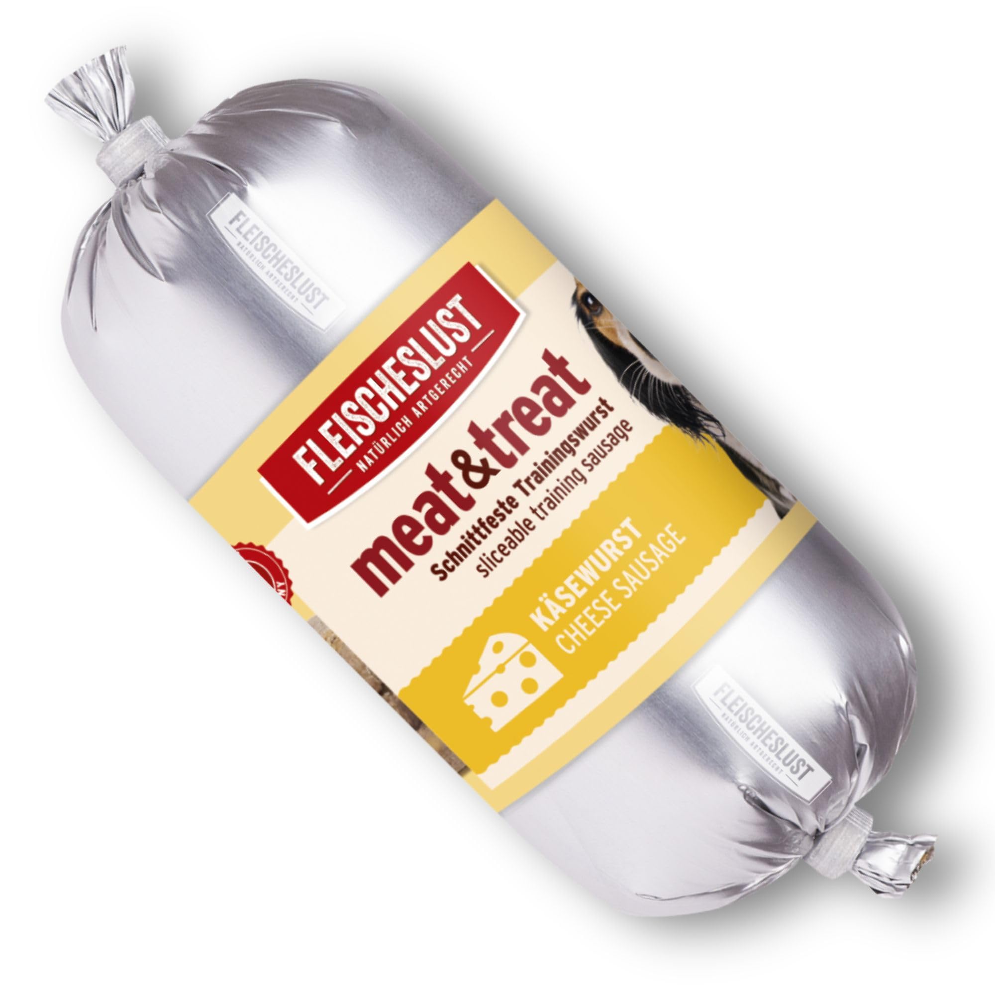 Fleischeslust Hundewurst, Meat&Treat Käsewurst (15x200g), schnittfeste Trainingswurst, Hundefutter für ausgewachsene Hunde