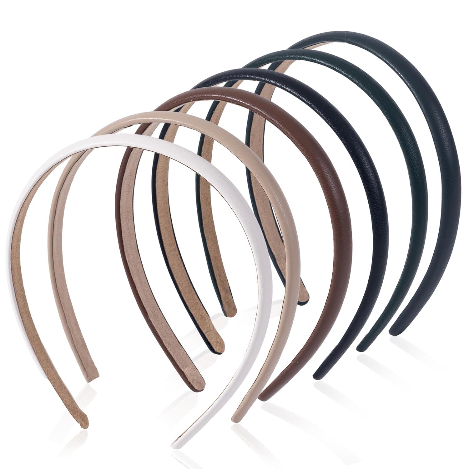 6Pcs Thin Headbands for Women, Non Slip Leather Makeup Headband, Trendy Cute Headbands for Girls, Simple Solid Color Soft PU Hair Bands, Fashion Hair Accessories