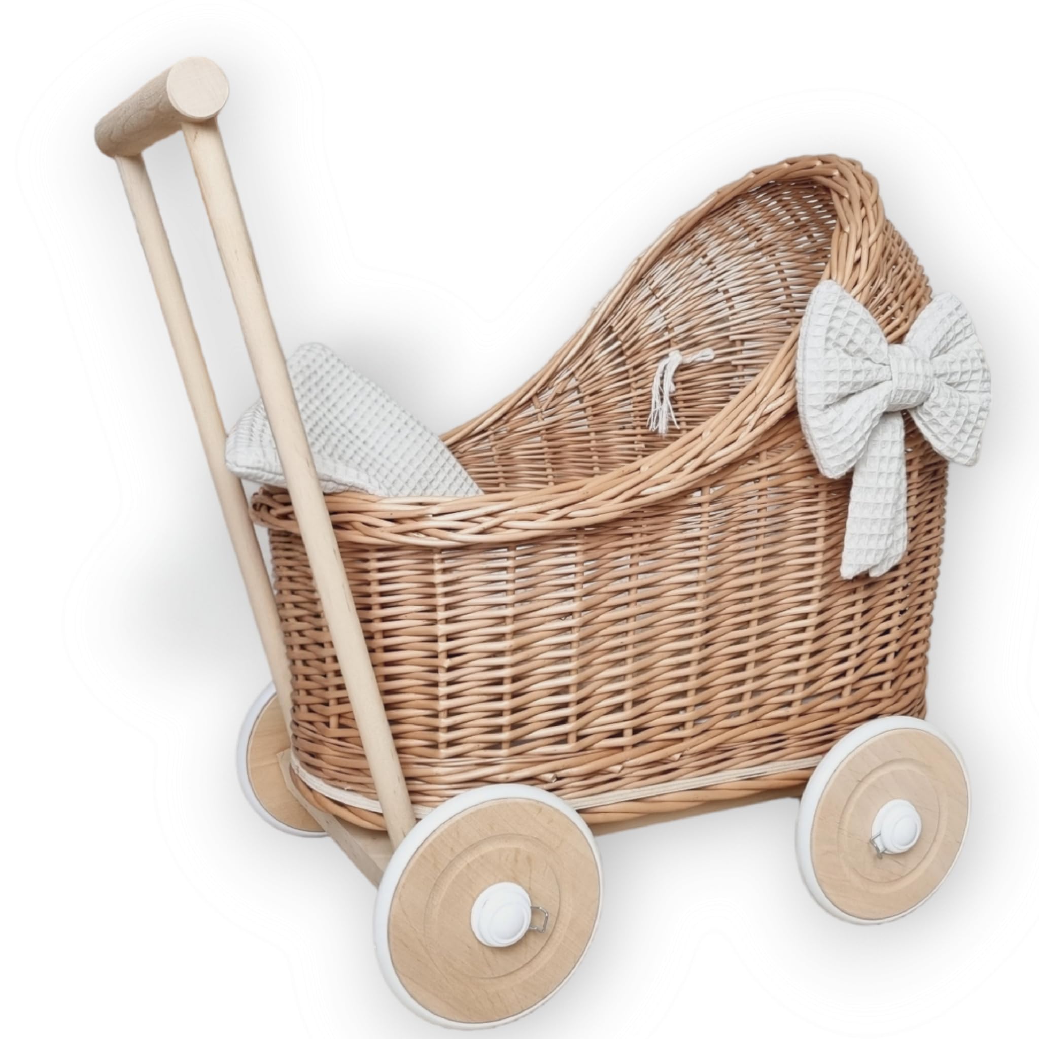 WIKLIBOX Wiklinowy Wózek Dekoracyjny Retro – Ręcznie Pleciona Ozdoba Boho – Idealny Prezent na Roczek i Pierwsze Urodziny – Naturalny Rekwizyt do Sesji i Dekoracja Pokoju – Handmade w Polsce