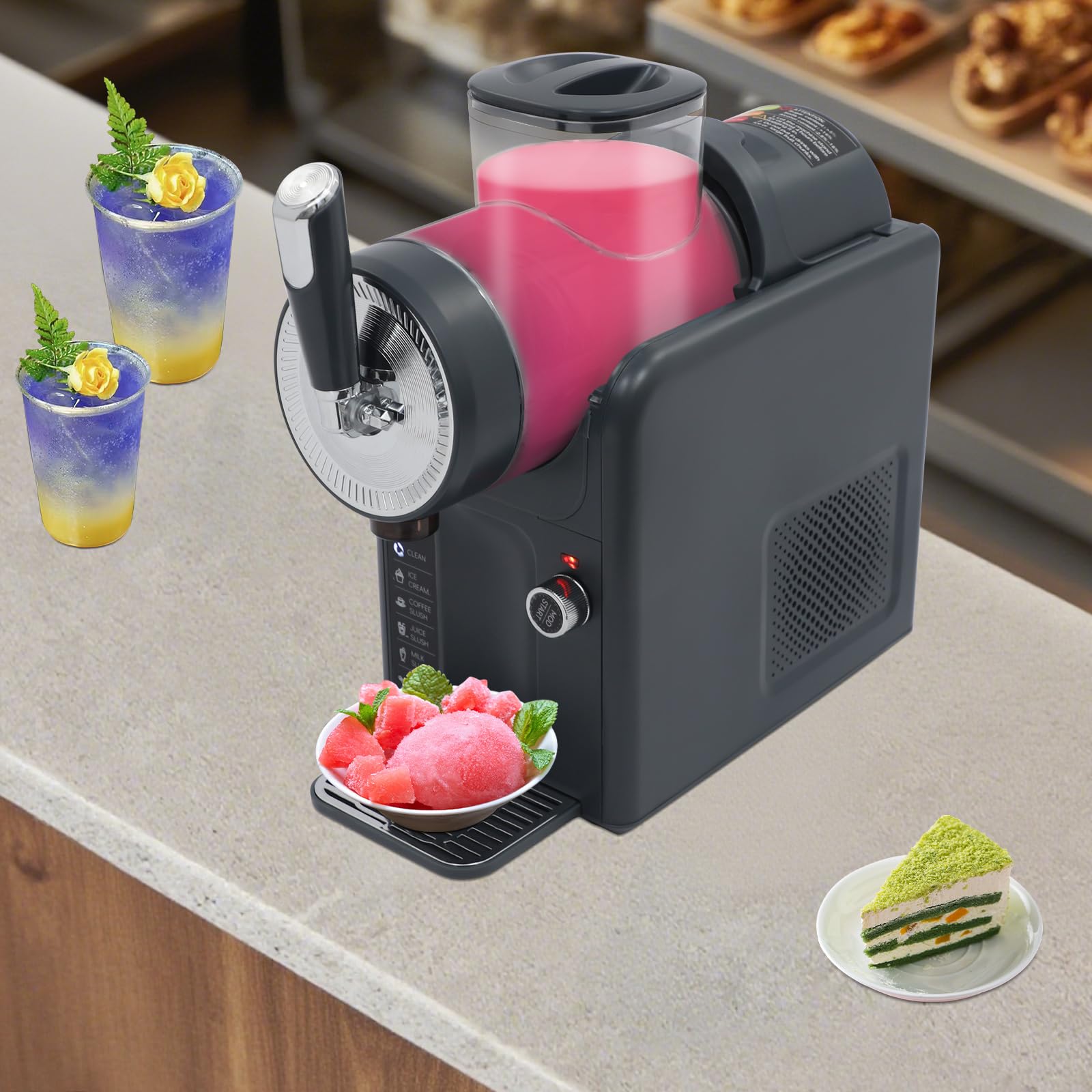 Macchina per bevande congelata per gelato, frullatore, macchina per il caffè, macchina per il gelato, attrezzatura da cucina, display a LED per ristoranti, caffetterie, bar, casa (grigio)