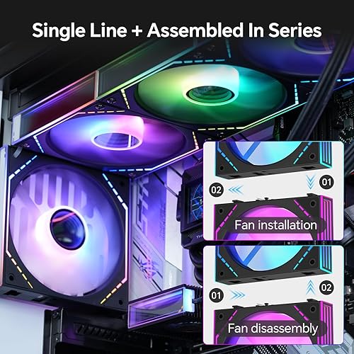 Miniatura 3 de Thermalright TL-M12Q-S X3 - Ventiladores de refrigeración de carcasa de PC de 4.724 in, cadena margarita, 2000 rpm, alto flujo de aire, ARGB,