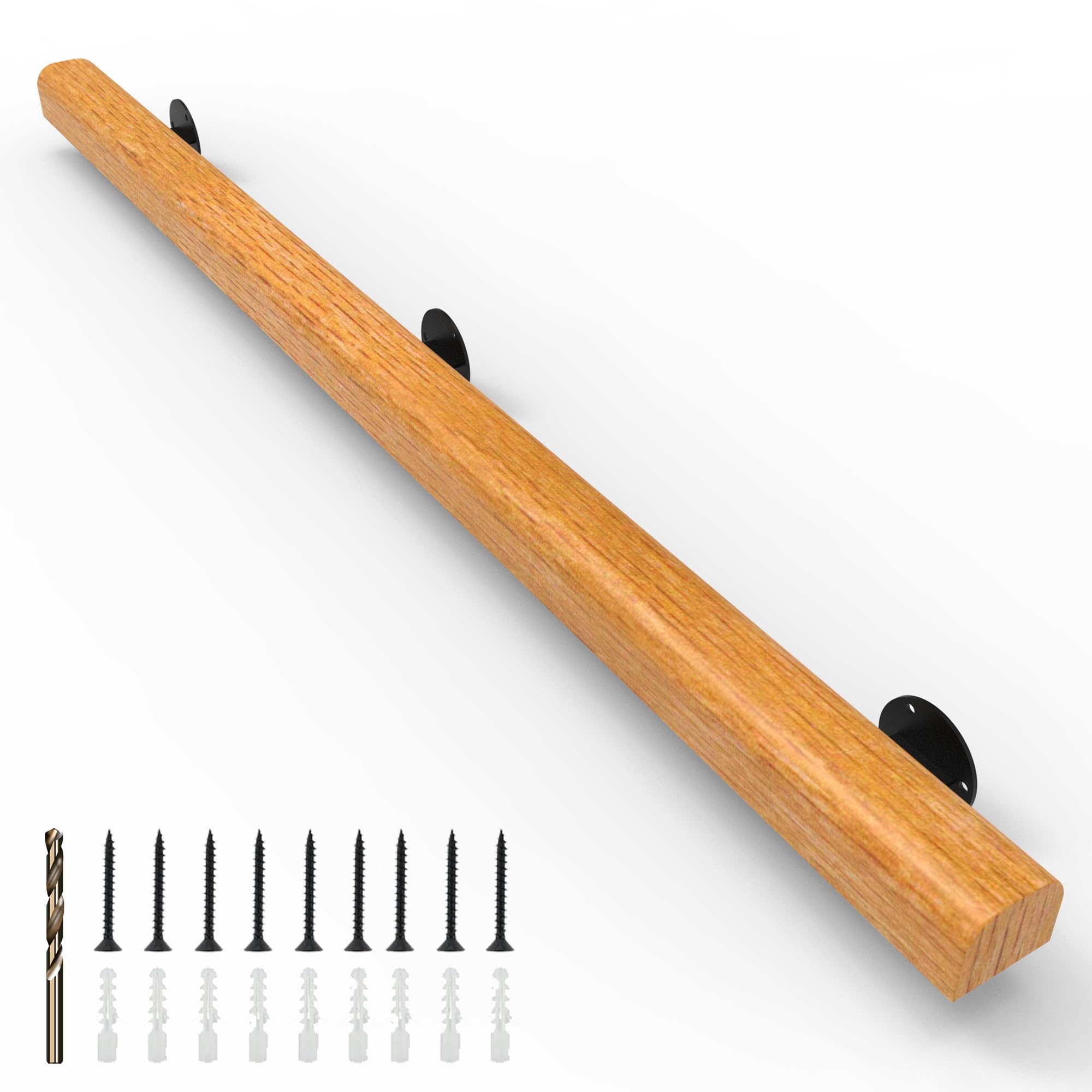 6FT Wood Stair Handrails Wall Mount, Hand Railings for Stairs Indoor Outdoor, Non-Slip Staircase Handrail for Corridor, Lofts, Patio, Kindergarten Guardrail (Size: 6ft)