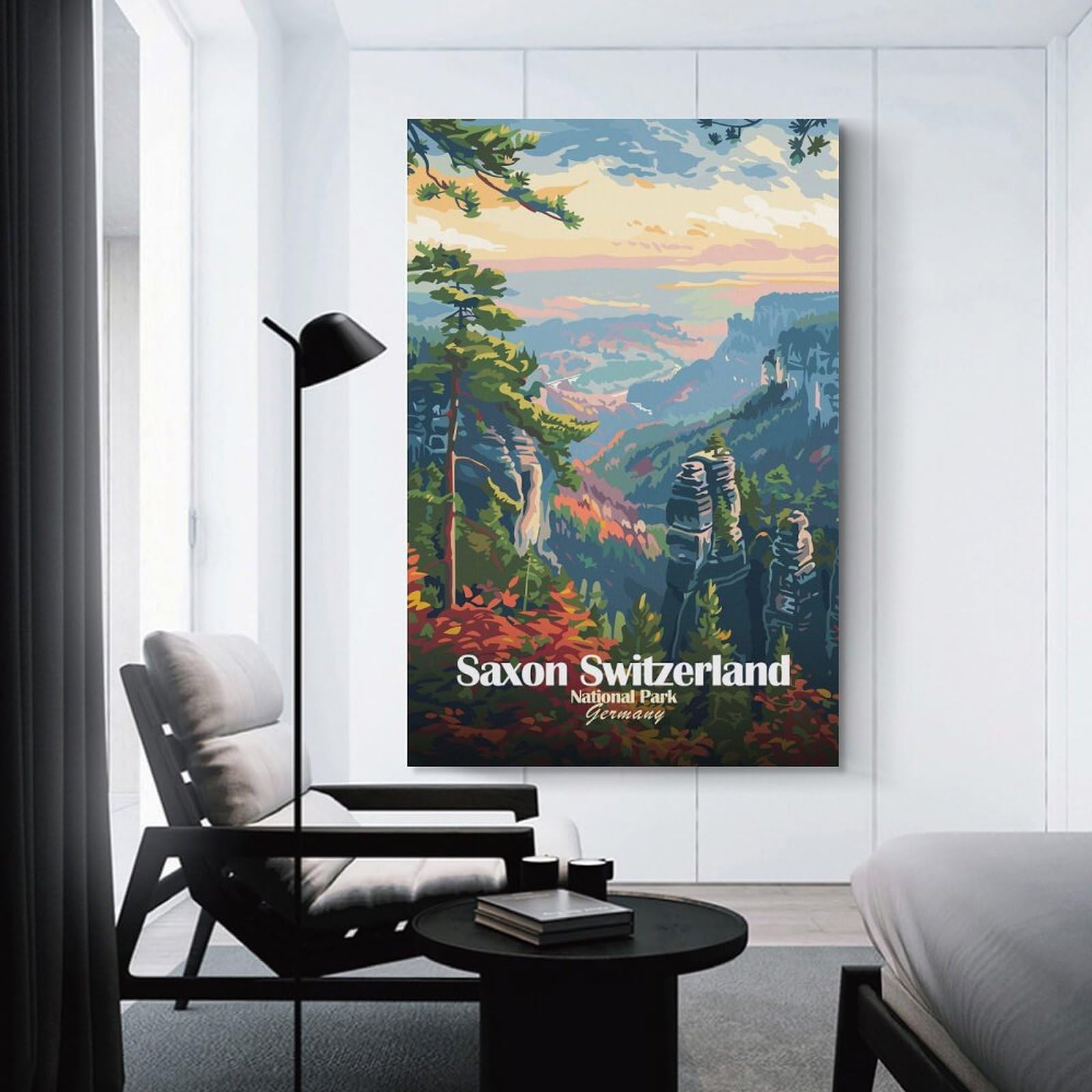 Junmoney Saxon Switzerland National Park Canvas Wall Picture, 08x12inch(20x30cm), for Front Hall, Corridor Or Welcome Spaces, Wall Decor to Refresh Empty Corners
