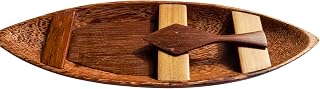 Nativilis Hand-Carved Amazon Canoe – Solid Wood 22 cm – Traditional Brazilian Boat Sculpture – Piquiá/Guariúba Hardwood – Handmade Wooden Canoe Figurine – Home Décor Gift