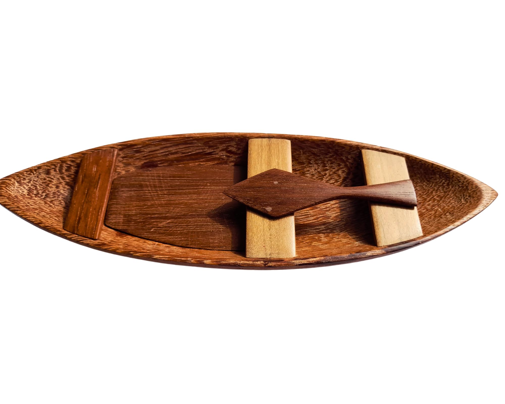Canoë amazonien en bois massif Piquiá de 22 cm sculpté main pour une déco d'exception