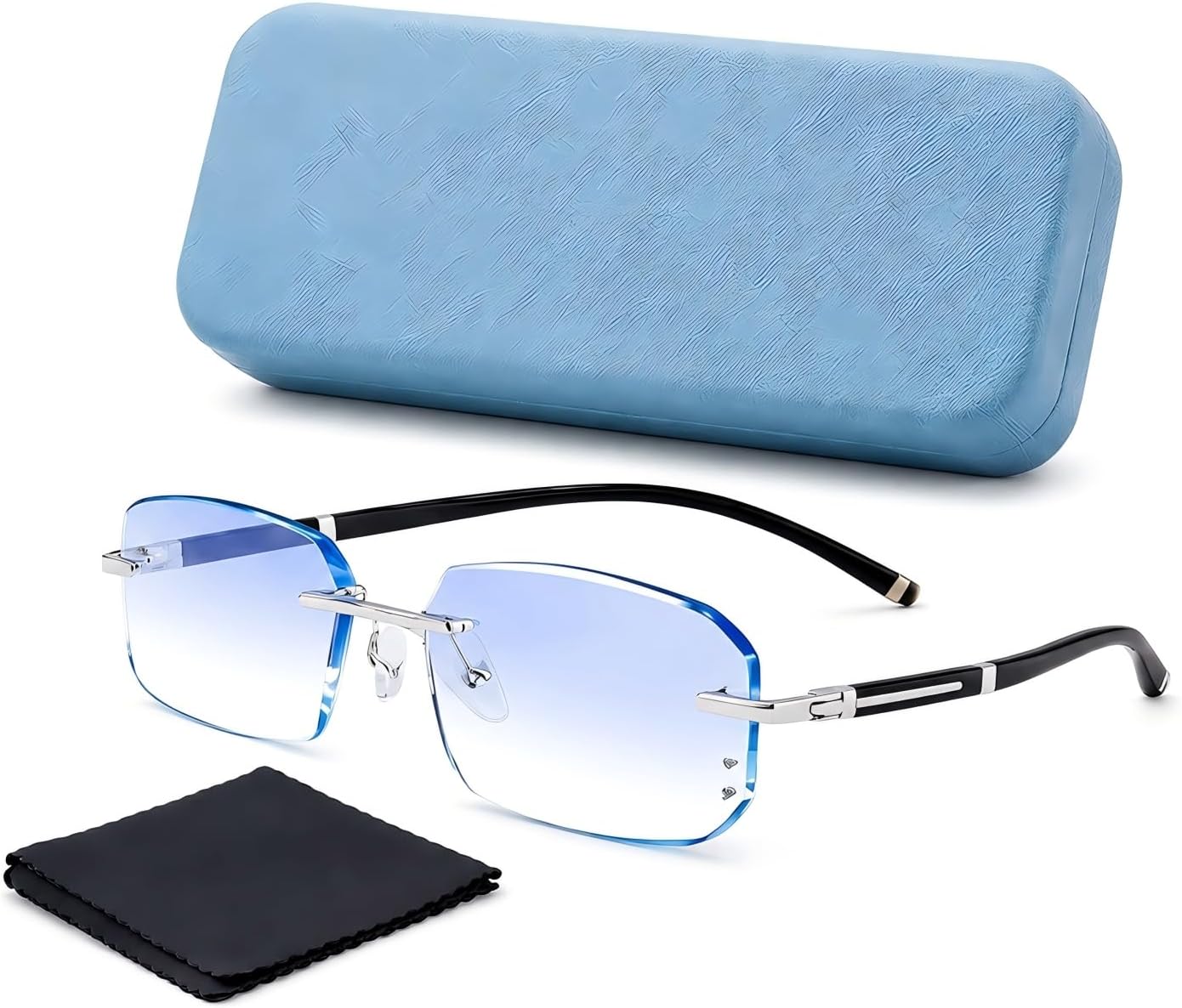 Clarity Blue Glasses, Self Adjusting Reading Glasses, Blue Light Blocking Glasses for Men Women, Case & Cloth Included