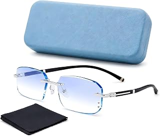 Clarity Blue Glasses, Self Adjusting Reading Glasses, Blue Light Blocking Glasses for Men Women, Case & Cloth Included