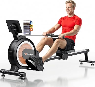 Wenoker Rowing Machine for Home, Magnetic Rower Machine, 350 LB Weight Capacity, 16-Level Silent Resistance Row Machine for Gym Exercise