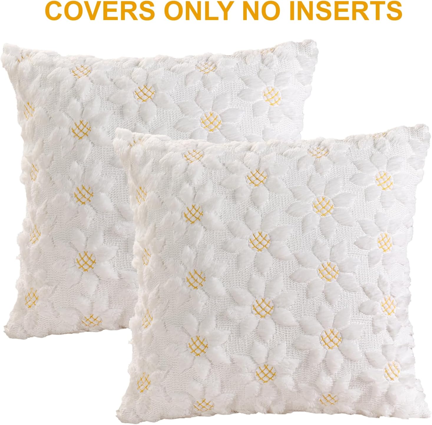 2 Packs Decorative Throw Pillow Covers 20x20 Inch, Floral Sunflower Patterns Soft Plush Velvet Square Cushion Case, Spring Summer Farmhouse Home Decor for Living Room Couch Bed Sofa