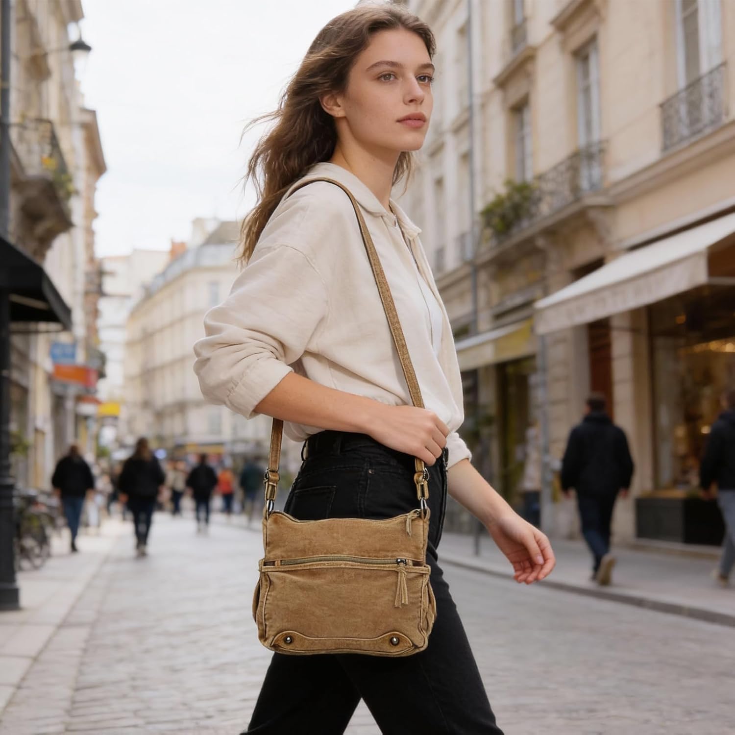 Vintage Denim Purses For Women Jean Adjustable Crossbody Shoulder Bag Casual Style Canvas Messenger Bag For Men