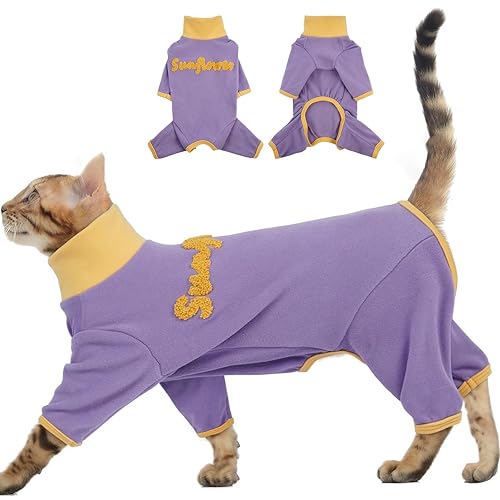 Cat Pajamas for Cats Only - Purple-XS, Sticky Hair Cat